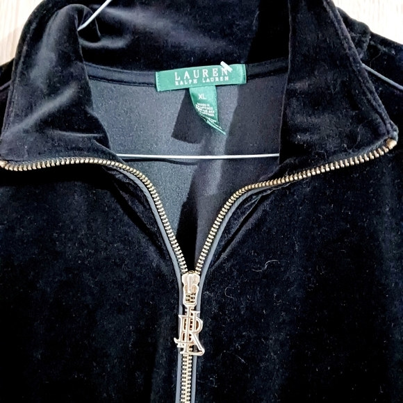 Lauren Ralph Lauren Black Velvet Zip Up Shacket - Picture 3 of 6
